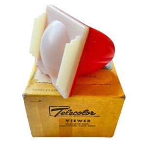 Telecolor Slide Viewer With Original Box Vintage Red & White